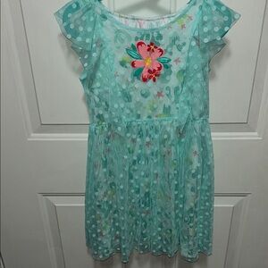 🦋KidTopia Aqua Blue and Polka Dot Sheer Summer Dress with Flutter Sleeves 5/25$